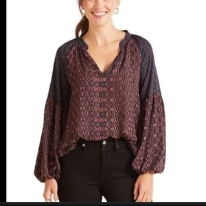 ROAN + RYAN Elegant Blouse in Grey, Black & Pink